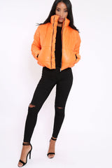 Orange Puffer Coat - Alyssa-Coats