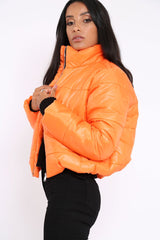 Orange Puffer Coat - Alyssa-Coats