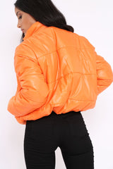 Orange Puffer Coat - Alyssa-Coats