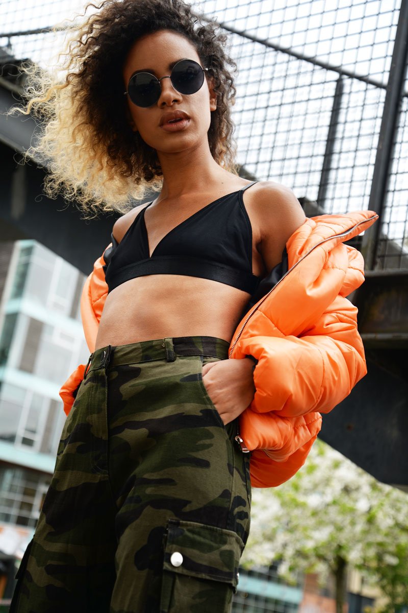 Orange Puffer Coat - Alyssa-Coats