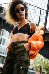 Orange Puffer Coat - Alyssa-Coats