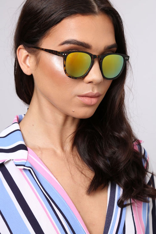 Orange Reflective Wayfarer Sunglasses - Carsen