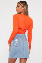 Orange Ribbed Arm Warmer Crop Top - Zylee-Crop Tops
