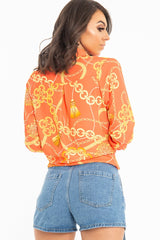Orange Scarf and Chain Print Tie T-shirt - Murl-Shirts