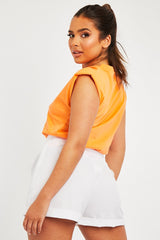 Orange Shoulder Pad Oversized T-shirt - Amzie-T-shirt
