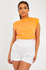 Orange Shoulder Pad Oversized T-shirt - Amzie-T-shirt