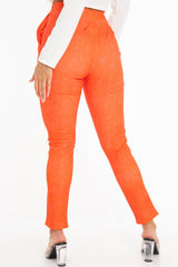 Orange Snake Print Crepe Tapered Trousers - Giulia-Trousers