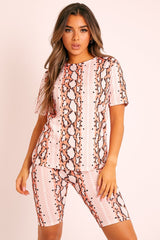 Orange Snake T-shirt Cycling Short Set - Alissandra-Co-ords