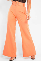 Orange Tailored Wide Leg Belted Trousers - Chenelle-Trousers
