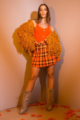 Orange clearance plaid skirt