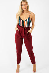 Orange Teal Crushed Velvet Bodysuit - Jozlyn-Bodysuits