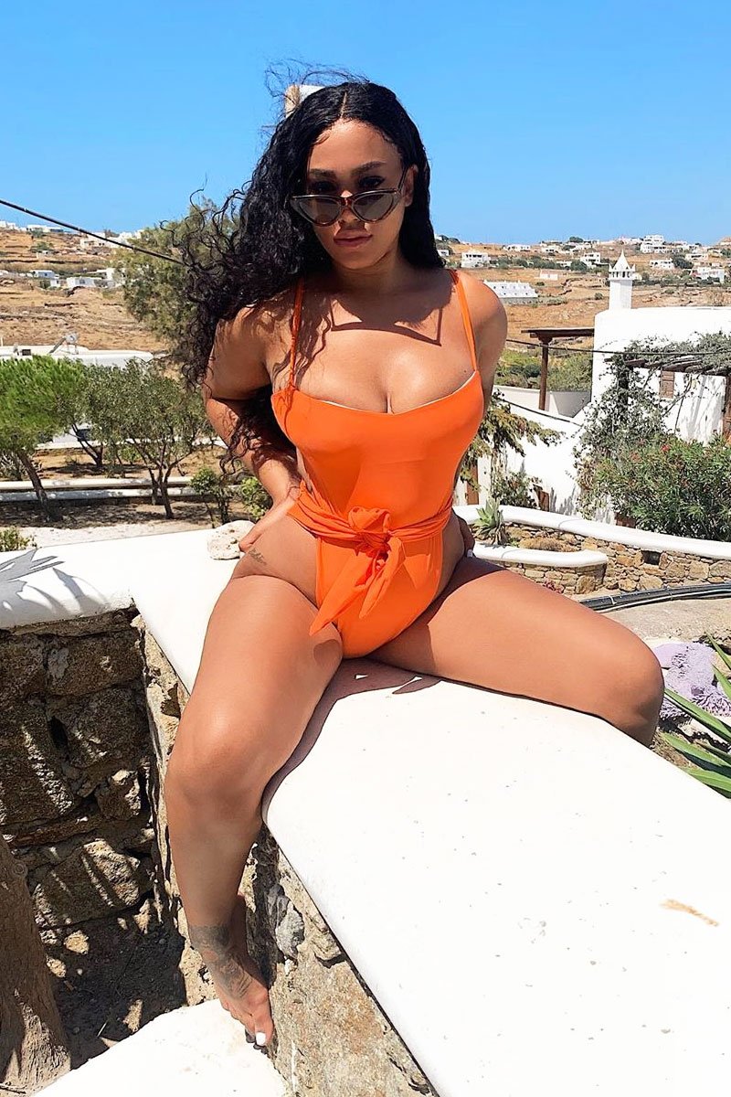 Orange Tie Bow Detail Swimsuit - Katey-Swimsuits