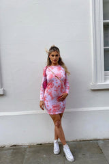 Orange Tie Dye Asymmetric Cut Out Mini Dress - Riella-Dresses