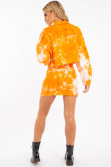 Orange Tie Dye Denim Jacket Skirt Co-ord - Aadya-Co-ords