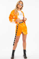 Orange Tie Dye Denim Jacket Skirt Co-ord - Aadya-Co-ords