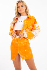 Orange Tie Dye Denim Jacket Skirt Co-ord - Aadya-Co-ords