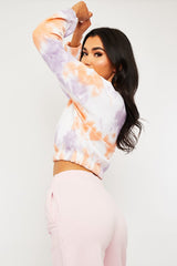Orange Tie Dye Gathered Waist Sweatshirt - Amirra-Sweatshirts