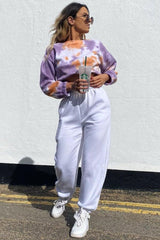 Orange Tie Dye Gathered Waist Sweatshirt - Amirra-Sweatshirts