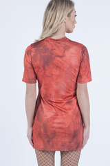 Orange Tiger Lace Up T-Shirt Dress - Brooke-Dresses