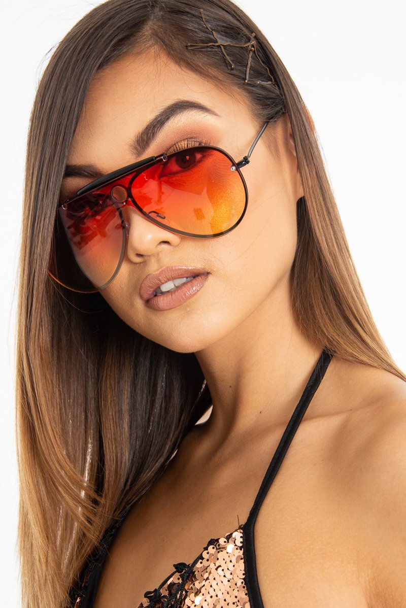 Orange Tinted Bar Aviator Sunglasses - Attie-Sunglasses