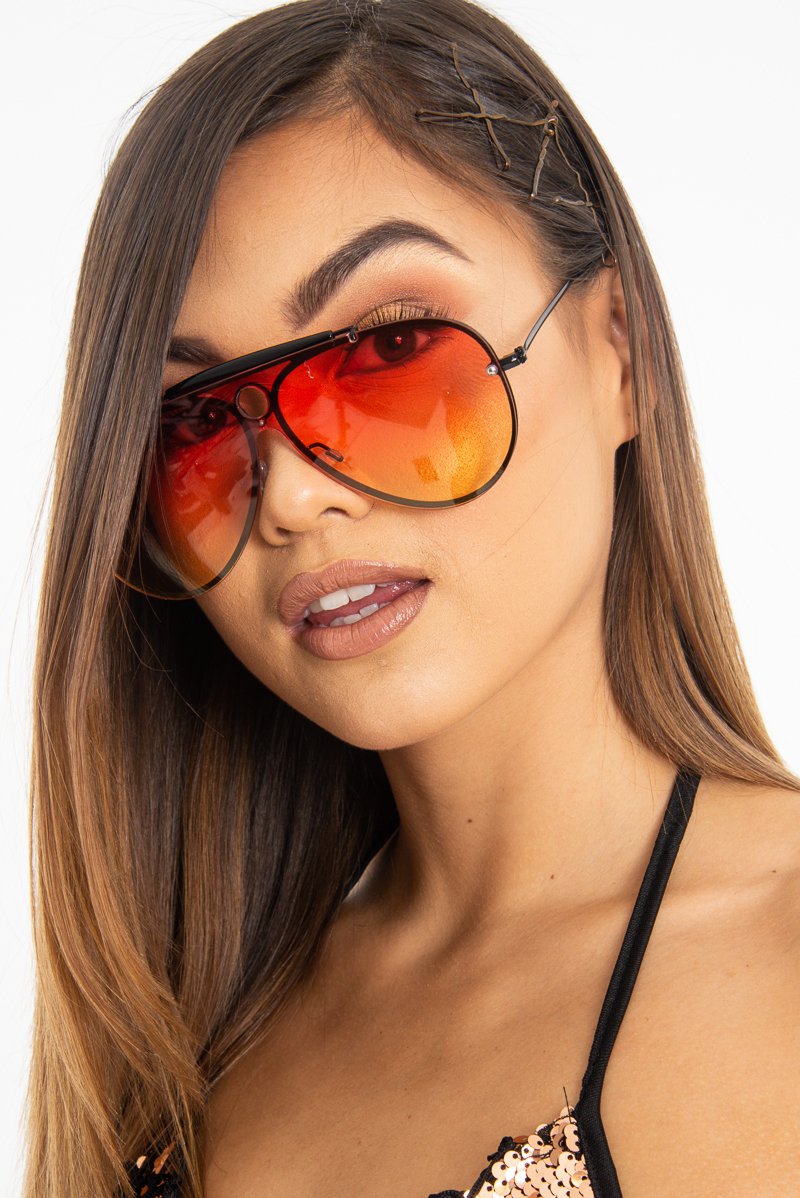 Orange Tinted Bar Aviator Sunglasses Attie – Rebellious Fashion
