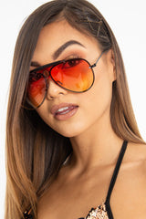 Orange Tinted Bar Aviator Sunglasses - Attie-Sunglasses