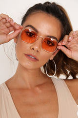 Orange Tinted Metal Frame Sunglasses - Maevis-Sunglasses