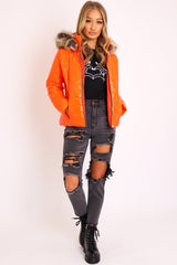 Orange Wet Look Puffer Coat - Soph-Coats