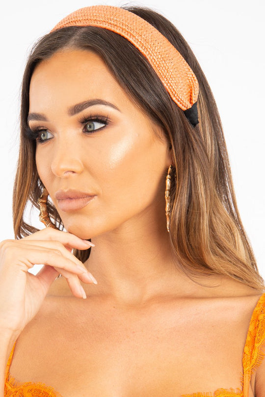 Orange Woven Wide Headband - Aaisha