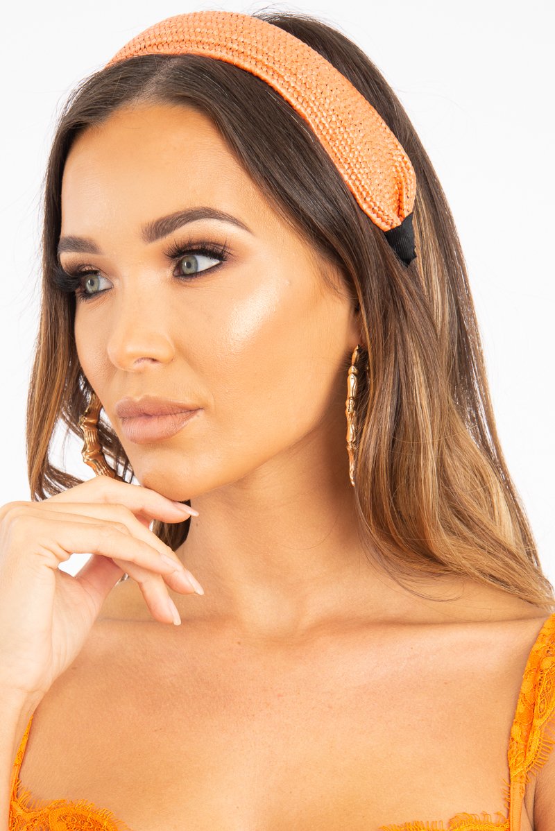 Orange Woven Wide Headband - Aaisha-Hair