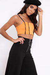 Orange and Black Cami Crop Top - Aalina-Crop Tops