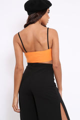Orange and Black Cami Crop Top - Aalina-Crop Tops