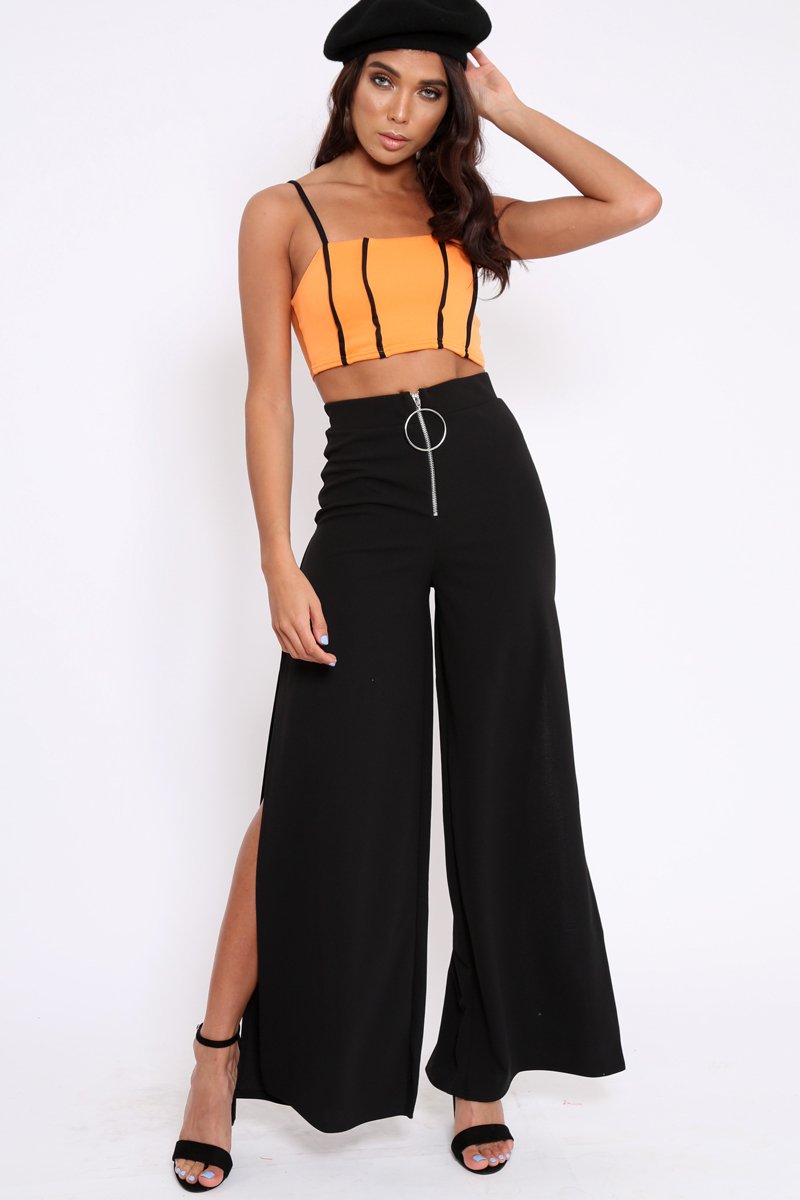 Orange and Black Cami Crop Top - Aalina-Crop Tops