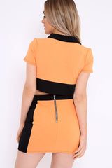 Orange and Black Crop Top and Mini Skirt Co-ord - Kasie-Co-ords