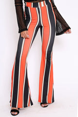 Orange and Navy Stripe Ribbed Flares - Kassy-Trousers