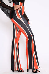 Orange and Navy Stripe Ribbed Flares - Kassy-Trousers
