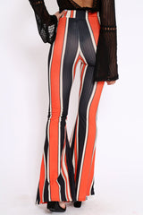 Orange and Navy Stripe Ribbed Flares - Kassy-Trousers
