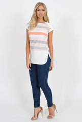 Orange and White Stripe Tee - Jayla-T-shirt