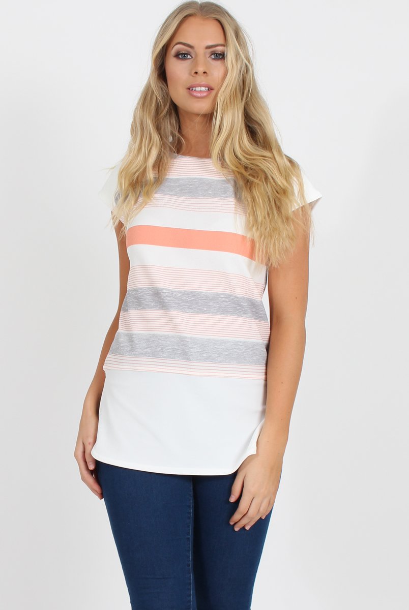 Orange and White Stripe Tee - Jayla-T-shirt