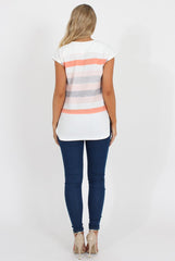 Orange and White Stripe Tee - Jayla-T-shirt