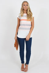 Orange and White Stripe Tee - Jayla-T-shirt