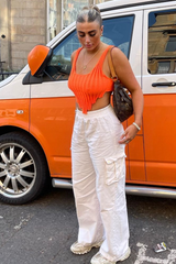 Orange Distressed Knit Crop Top - Dani