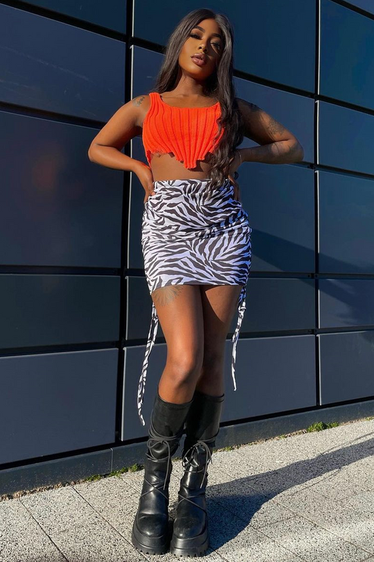 Orange Distressed Knit Crop Top - Dani