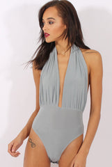 Pale Blue Halterneck Bodysuit - Isla-Bodysuits