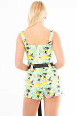 Palm Tropical Print Utility Crop Top Shorts Co-ord - Tala-Co-ords