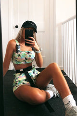Palm Tropical Print Utility Crop Top Shorts Co-ord - Tala-Co-ords