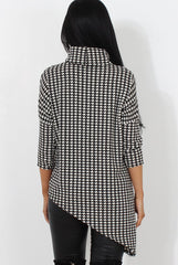 Paloma Black & White Cowl Neck Asymmetric Top-Tops