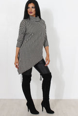 Paloma Black & White Cowl Neck Asymmetric Top-Tops