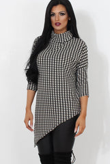 Paloma Black & White Cowl Neck Asymmetric Top-Tops