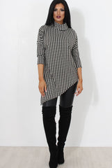 Paloma Black & White Cowl Neck Asymmetric Top-Tops